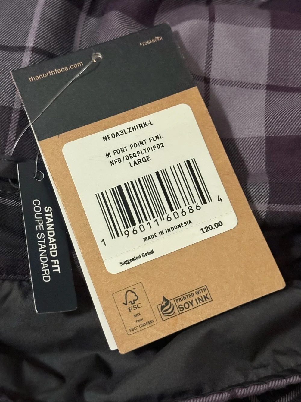 The North Face Men's Purple Plaid Quilted Shirt Jacket